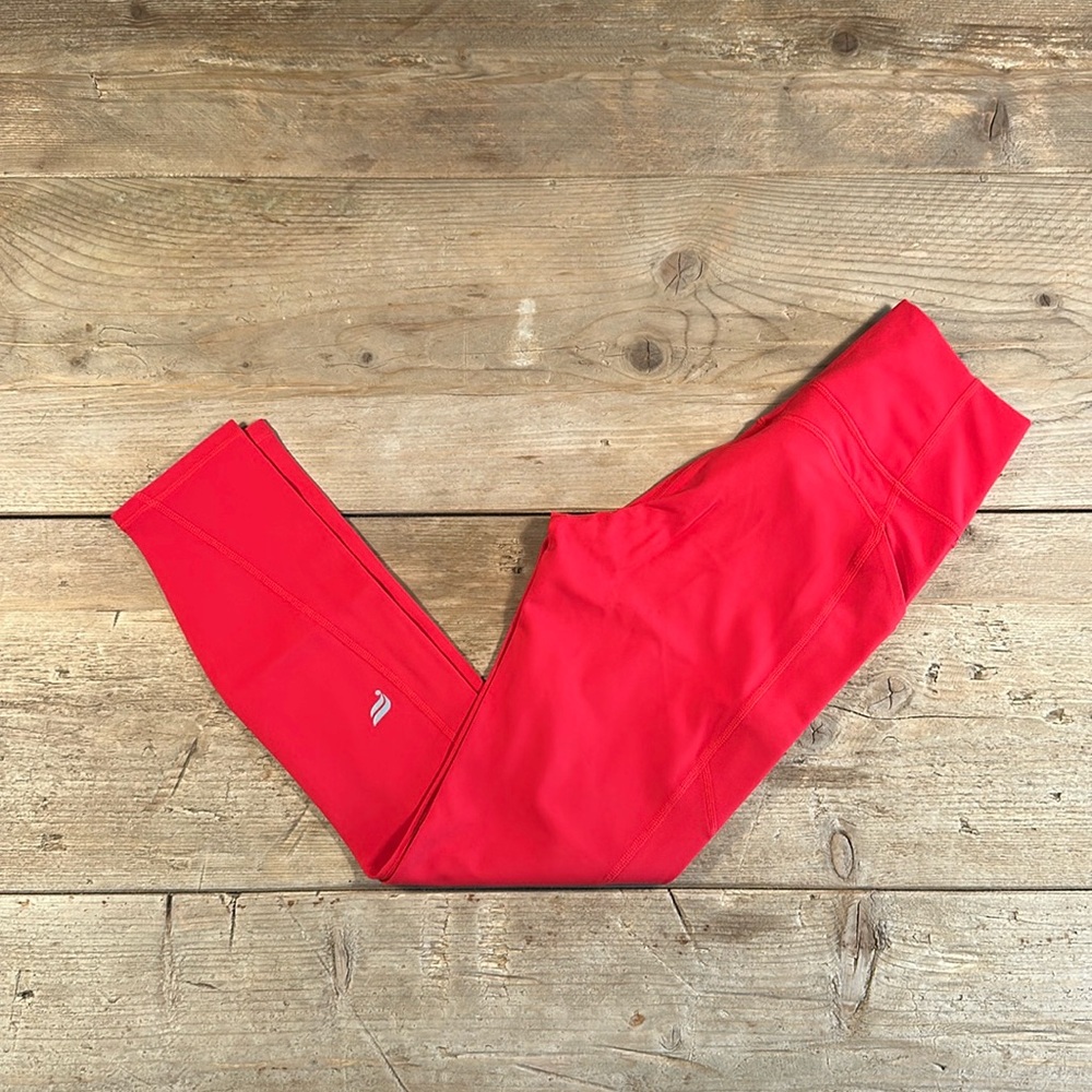 NWT- Fabletics PureLuxe High-Waisted Pocket 7/8 Leggings -HEATED RED (24”) new ! - Picture 3 of 11